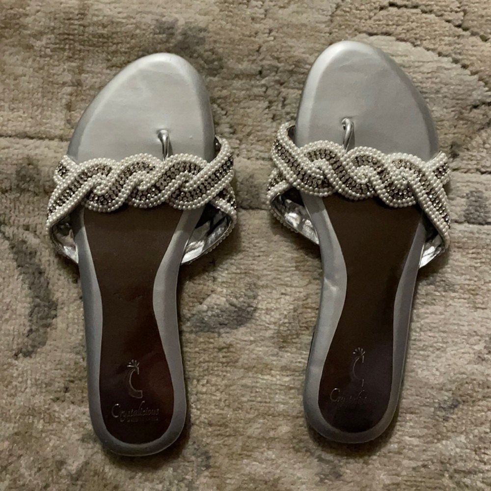 Silver Pearl and Diamond slippers (made in India)